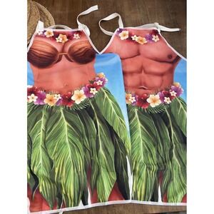 2-Pack Funny Hawaiian Bikini Apron with Adjustable Ties for Party Cooking